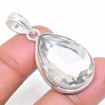 Natural White Topaz Gemstone 925 Sterling Silver Jewelry Pendant 1.58 Z9p75