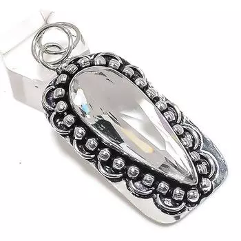 Natural White Topaz Gemstone 925 Sterling Silver Jewelry Pendant 2.44 P7o50