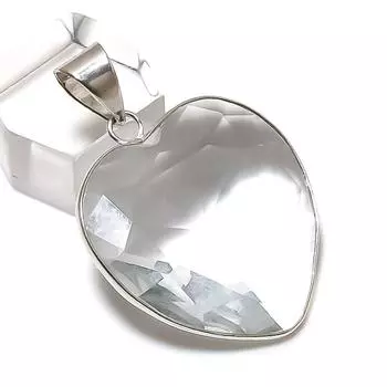 Natural White Topaz Gemstone 925 Sterling Silver Jewelry Pendant 1.62 i9v74