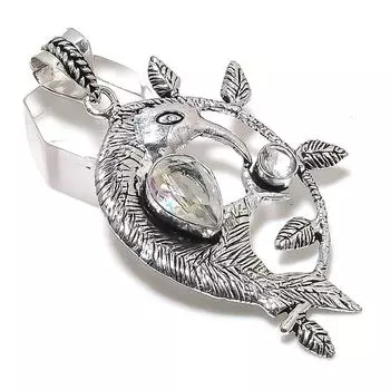 Natural White Topaz Gemstone 925 Sterling Silver Jewelry Pendant 2.56 t3L38