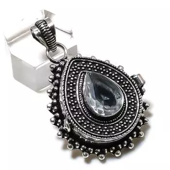 Natural White Topaz Gemstone 925 Sterling Silver Jewelry Pendant 1.77 Y6L06