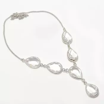 Подарочное ожерелье из серебра 925 пробы с натуральным белым топазом, 18 дюймов, m0I10