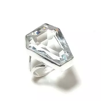 Natural White Topaz Gemstone Handmade 925 Sterling Silver Ring Size 8 H7E63