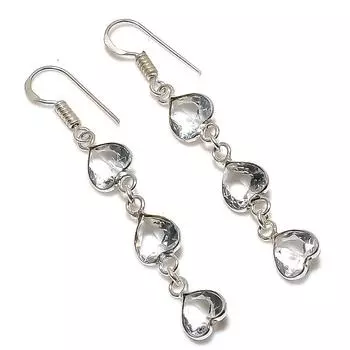 Natural White Topaz Gemstone Handmade 925 Sterling Silver Earring 2.36 k5t67