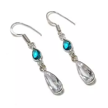 Natural White Topaz, Topaz 925 Sterling Silver Jewelry Earring 1.97 v0O15