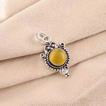 Natural Yellow Cat s Eye Gemstone 925 Sterling Silver Jewelry Handmade Pendant PP-39-48