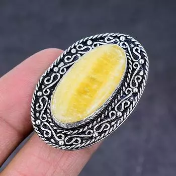 Natural Yellow Septarian Gemstone Handmade 925 Sterling Silver Ring Size 6 S5q29