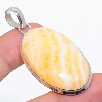 Natural Yellow Septarian Handmade 925 Sterling Silver Jewelry Pendant 2.17 i3U66