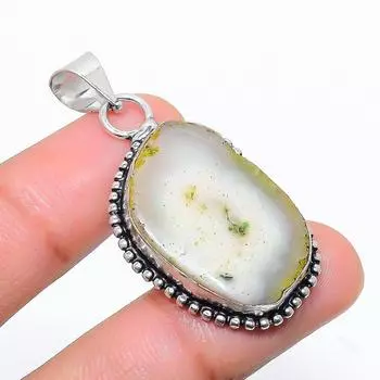 Natural Yellow Solar Quartz Gemstone 925 Sterling Silver Pendant 1.81 V9S34