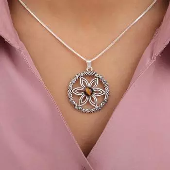 Natural Yellow Tiger Eye Gemstone 925 Sterling Silver Jewelry Round Pendant1.48 CP-29-25