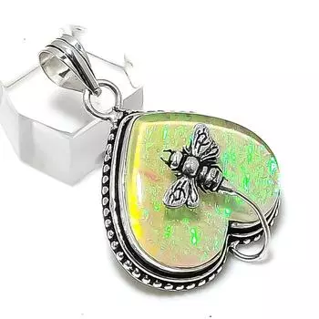 Подвеска из натурального желтого триплетного опала из стерлингового серебра 925 пробы 1,58 дюйма P0Y35