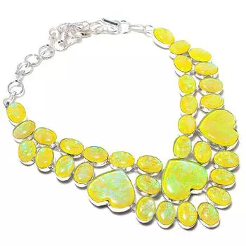 Ожерелье из натурального желтого триплетного опала из стерлингового серебра 925 пробы 18 дюймов d3D76
