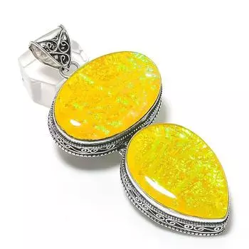 Natural Yellow Triplet Opal 925 Sterling Silver Jewelry Pendant 3.31 h6p62