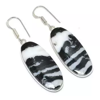 Natural Zebra Jasper Gemstone 925 Sterling Silver Jewelry Earring 2.17 h3Y39