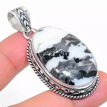Natural Zebra Jasper Gemstone 925 Sterling Silver Jewelry Pendant 2.21 S4z82