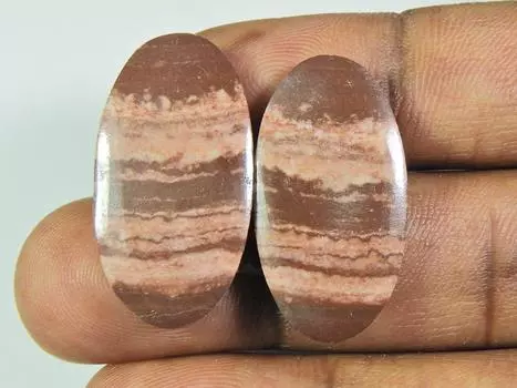 Natural Zebra jasper Matched pair Oval Cabochon Earring Gemstone 14X28 MM ET-02