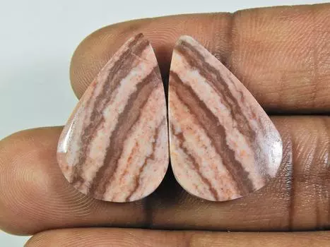 Natural Zebra jasper Matched pair Pear Cabochon Earring Gemstone 16X25 MM ET-06