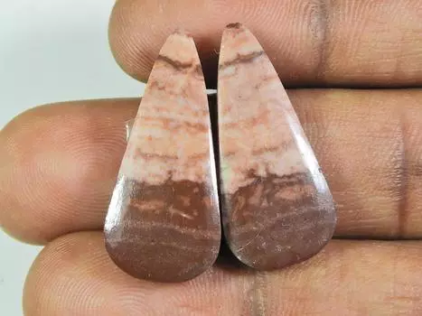 Natural Zebra jasper Matched pair Pear Cabochon Earring Gemstone 12X27 MM ET-07