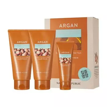 [Nature Republic] Argan Essential Deep Care Hair Pack Double Set 670ml (Hair Pack 300ml + 300ml, Treatment 70ml) 1 Set
