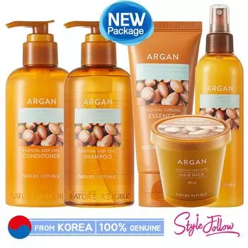 [NATURE REPUBLIC] Argan Essential Deep Care (Эссенция для волос, шампунь, кондиционер, маска для волос, увлажняющий спрей для волос, эссенция для завивки волос) (1pc) Hair Mist 220ml