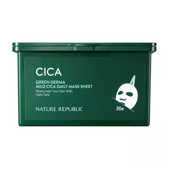 NATURE REPUBLIC Green Derma CICA Daily Sheet Mask 30 Sheets x 1 Large Capacity (350ml) (CICA / Ceramide)