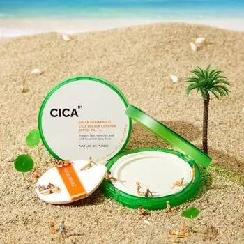 [Nature Republic] Green Derma Mild Cica Big Sun Cushion SPF50+PA++++ 25g 289094, Green Derma Cica Big Sun Cushion (until 25.3.31), 1 piece