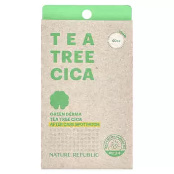 Nature Republic, Green Derma Tea Tree Cica, точечный пластырь для постакне, 60 упаковок