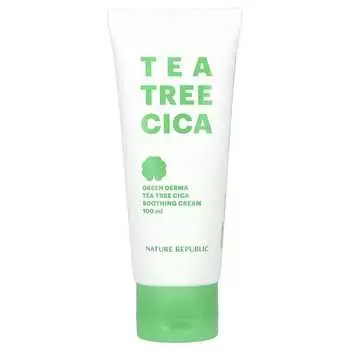 Nature Republic, Green Derma Tea Tree Cica, успокаивающий крем, 3,38 жидких унций (100 мл)