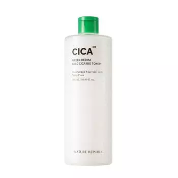 Nature Republic GREENDERMA МЯГКИЙ ТОНЕР CICA 500мл | Мягкий тоник успокаивает, увлажняет, снимает сухость. 500ml