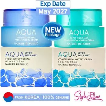 [NATURE REPUBLIC] Супер Аква Макс (Комбинация / Свежесть / Влажность) Водянистый крем 80мл (1pc) Combination 80ml