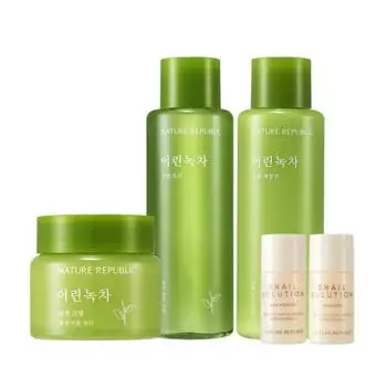 Nature Republic Молодой зеленый чай Мягкий тоник + Эмульсия + Крем