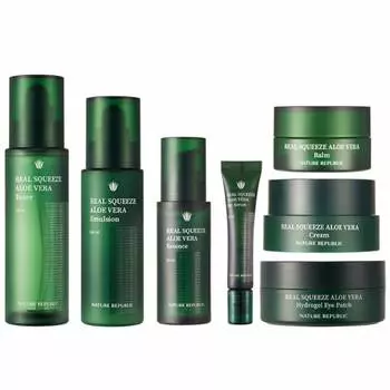 Nature Republic НАБОР ДЛЯ УХОДА ЗА КОЖЕЙ С АЛОЕ ВЕРА Real Squeeze (6 вариантов) Toner+Emulsion