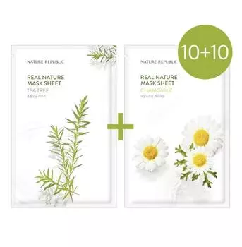 NATURE REPUBLIC Real Nature Mask Sheet Чайное дерево + ромашка (23 мл * 20 листов)