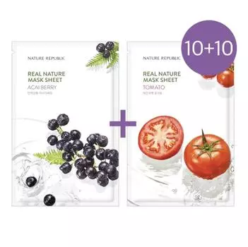 NATURE REPUBLIC Real Nature Mask Sheet Маска Acai Berry + Tomato (23 мл * 20 листов)
