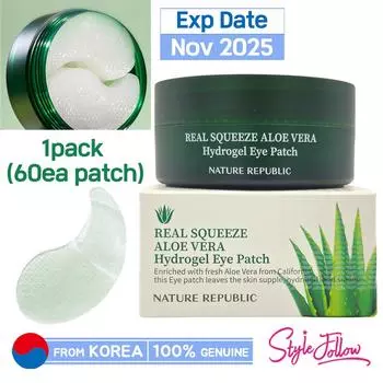 Nature Republic Гидрогелевые патчи для глаз Real Squeeze Aloe Vera (1 упаковка / 60 шт. пластырей) 1pack (60ea patches)