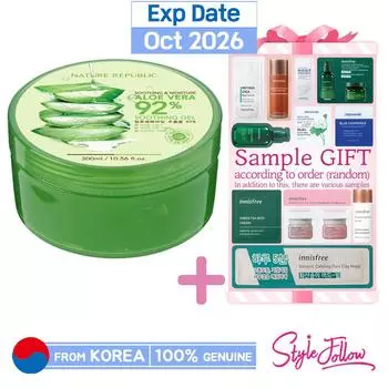 [NATURE REPUBLIC] Soothing & Moisture Алоэ Вера 92% Успокаивающий гель 300 мл 1pc + Sample Gifts