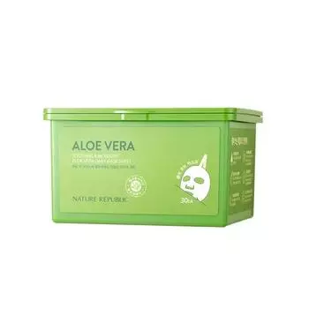 NATURE REPUBLIC Успокаивающая и увлажняющая ежедневная маска с алоэ вера 350 мл/30 шт.