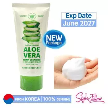 [NATURE REPUBLIC] Успокаивающая и увлажняющая очищающая пенка с алоэ вера 150 мл 1pc + Sample Gifts