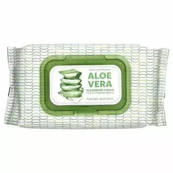 Nature Republic, успокаивающие и увлажняющие алоэ вера, очищающие салфетки, 80 листов
