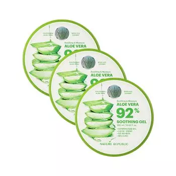 NATURE REPUBLIC Увлажняющий успокаивающий гель с алоэ 92% (3 куска)