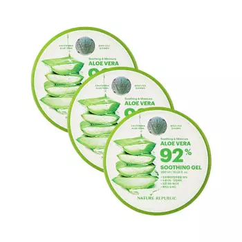 NATURE REPUBLIC Увлажняющий успокаивающий гель с алоэ 92% (3 куска)