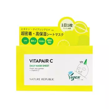 NATURE REPUBLIC Vitapair C Daily Sheet Mask 30 Sheets x 1 Large Capacity (Nature Republic) (350mL) (Vitamin / CICA) белый