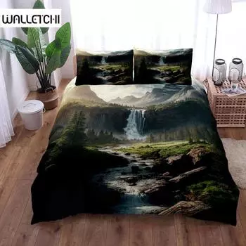 Nature Waterfall 3 Bedding Set King Queen Double Full Twin Single Size Bed Linen Set EU single(135x200cm)