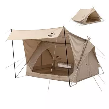 Naturehike Official Shop Lodge Tent Каркасная палатка Поликоттон TC Вентиляция Простая установка Двухслойная семейная кемпинговая передняя комната Сетка из хлопчатобумажной ткани