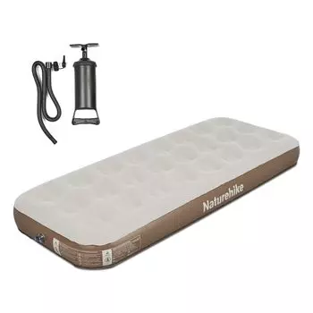 Naturehike Официальный Воздушный Коврик с Нагнетателем Для Одного Человека Для Скорости Катастрофы Высоко Удобный Спальный Кемпинг, Человек, Гости, 20 см, Простой, Толстый, Ворс, бежевый