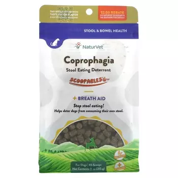 NaturVet Совковый, штатив, отпугиватель фекальных поеданий + респираторная поддержка, для собак, бекон, 11 унций (315 г)