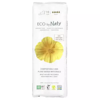 Naty, гигиенические прокладки, ночные, 10 упаковок