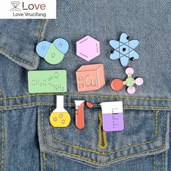 Научная лаборатория Эмаль Брошь Стеклянная Химическая Молекулярная Структура Периодической Таблицы Значок Мерный Стакан Индивидуальный Подарок Ювелирных Изделий