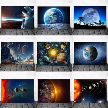 Научно-фантастическая Галактика Вселенная Планеты Искусство Холст Картина Космическая Экзопланета Современный Пейзаж Настенный Плакат Печатает Комнату Домашние Фотографии Декор 21x30cm No Frame