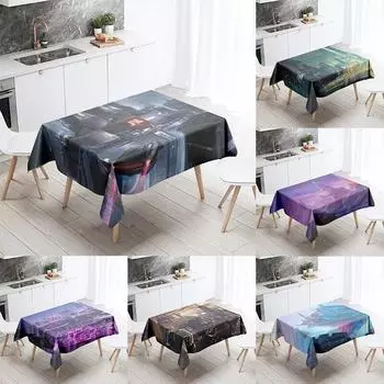 Научно-фантастическая скатерть будущего в стиле панк с защитой от пятен, водонепроницаемая, прямоугольная, кухонный, обеденный стол, домашний декор 40x70cm